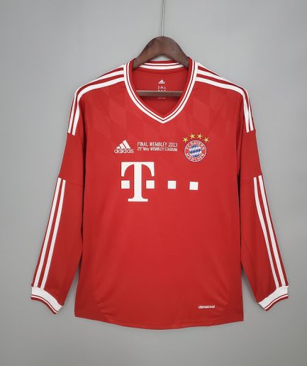 Long Sleeve Bayern Munchen Home Jersey 2013 Replica Champions League Final Edition