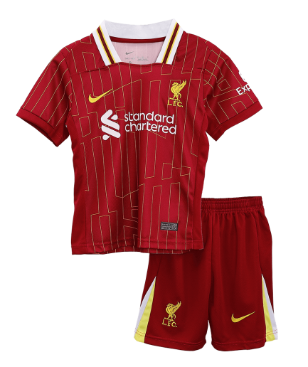 Kids Size Liverpool Home Jersey 2024 2025 Replica + Shorts