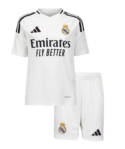 Kids Real Madrid Home Jersey 2024 2025 Replica + Shorts