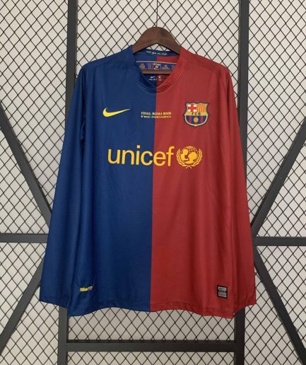 Long Sleeve Barcelona Home Jersey 2008 2009 Replica Champions League Final Edition