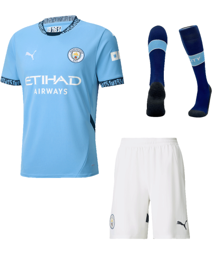Full Kit Manchester City Home Jersey 2024 2025 Replica + Shorts + Socks