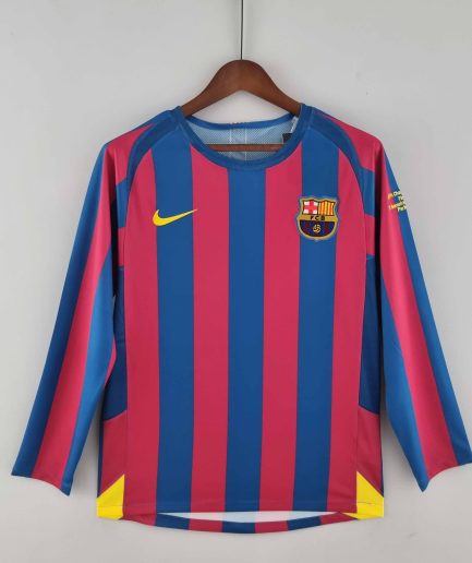 Long Sleeve Barcelona Home Jersey 2005 2006 Replica Champions League Final Edition