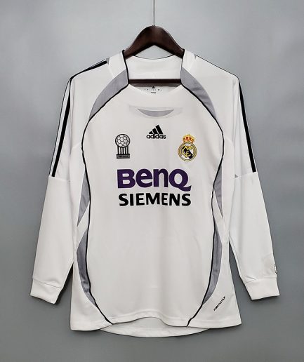 Long Sleeve Real Madrid Home Retro Jersey 2006 2007 Replica