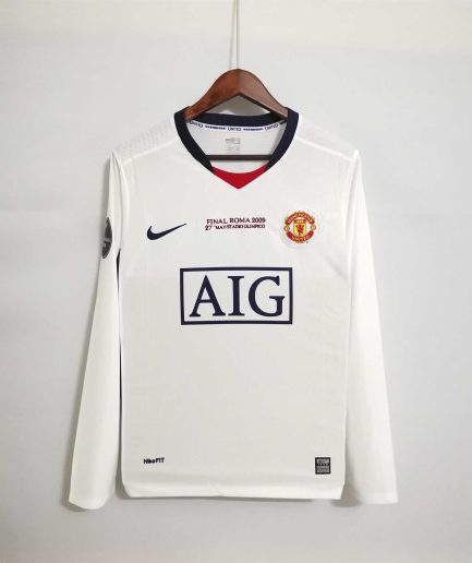 Long Sleeve Manchester United Away Retro Jersey 2009 Champions League Final Edition Replica