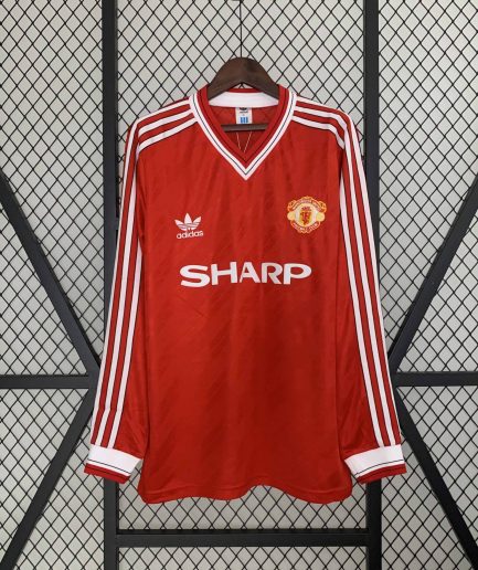 Long Sleeve Manchester United Home Retro Jersey 1986 1988 Replica