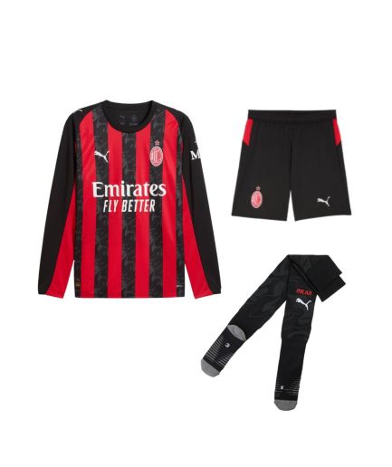 Long Sleeve AC Milan Home 2025–2026 Full Kit with Shorts + Socks