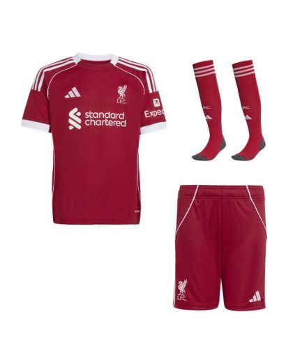 Liverpool Home 2025–2026 Full Kit with Shorts + Socks