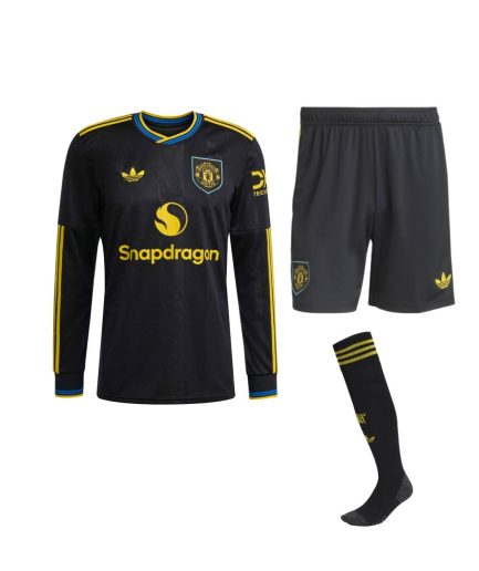 Long Sleeve Manchester United 3rd 2025–2026 Full Kit with Shorts + Socks