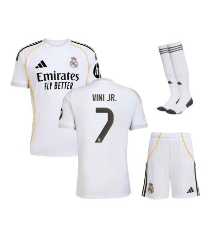 Real Madrid Home 2025–2026 Full Kit with Shorts + Socks